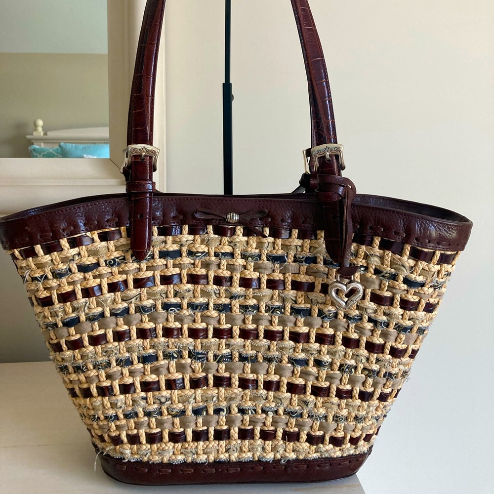 Brighton Wicker & Ribbon Shoulder Bag